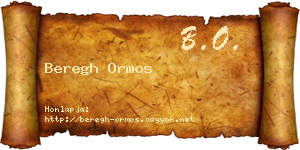 Beregh Ormos névjegykártya
